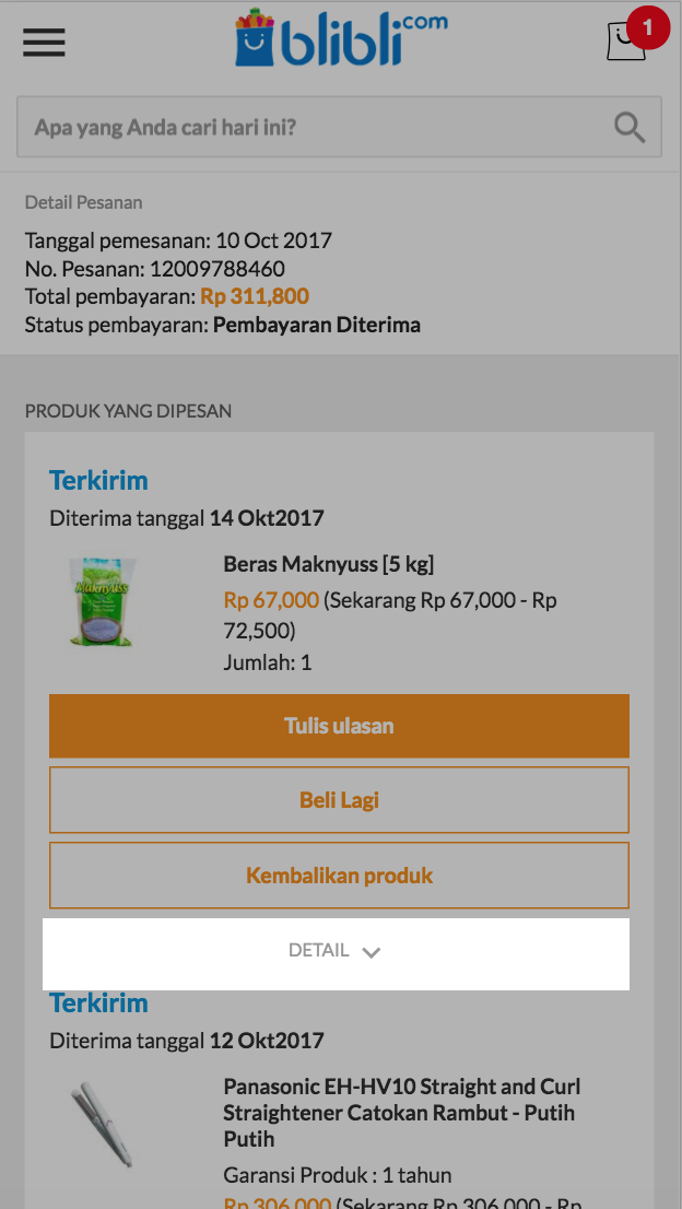 Melacak Pesanan Pusat Bantuan