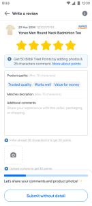 Blibli faq write review page