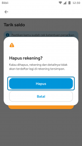 Step 3 hapus rekening bank