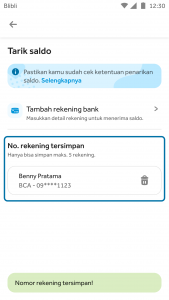 Step 5 tarik saldo refund blipay