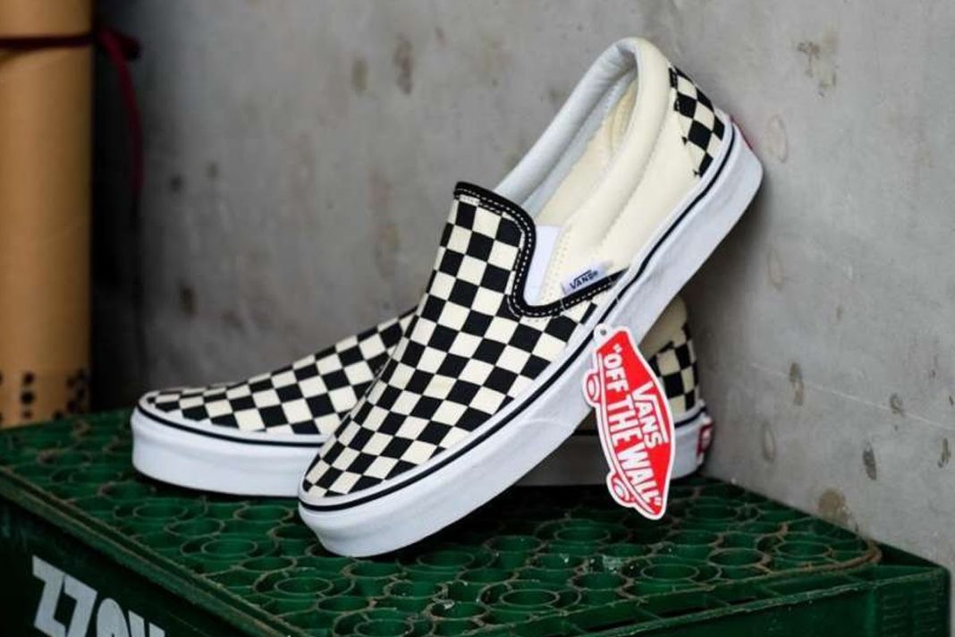 checkered van slip ons