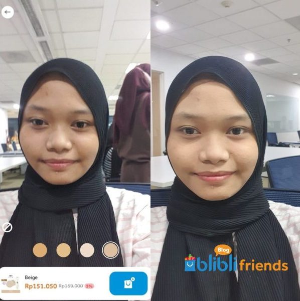 hasil virtial try on face powder BLP Beige