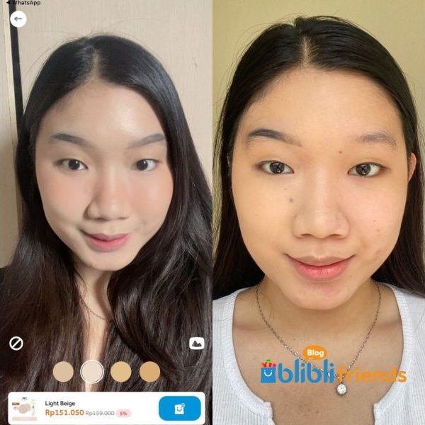 hasil virtual try on face powder BLP light Beige