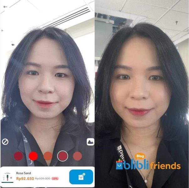 hasil virtual try on Luxcrime Ultra Light Lip Stain