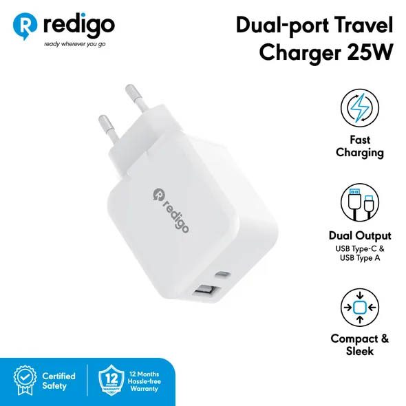 redigo Dual-Port Travel Charger 25W