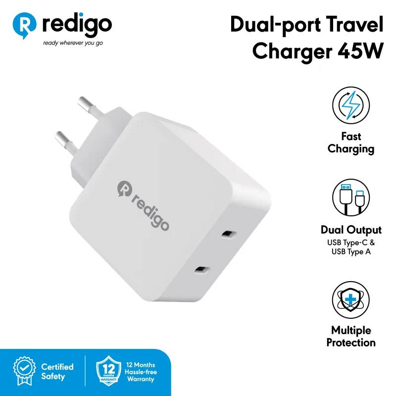 redigo Dual-Port Travel Charger 45W