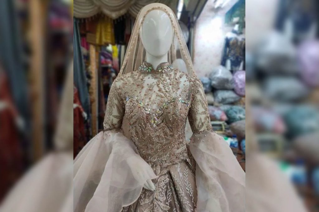 B500108 1 - Baju Akad Nikah Hijab Ball Gown Cokelat Muda