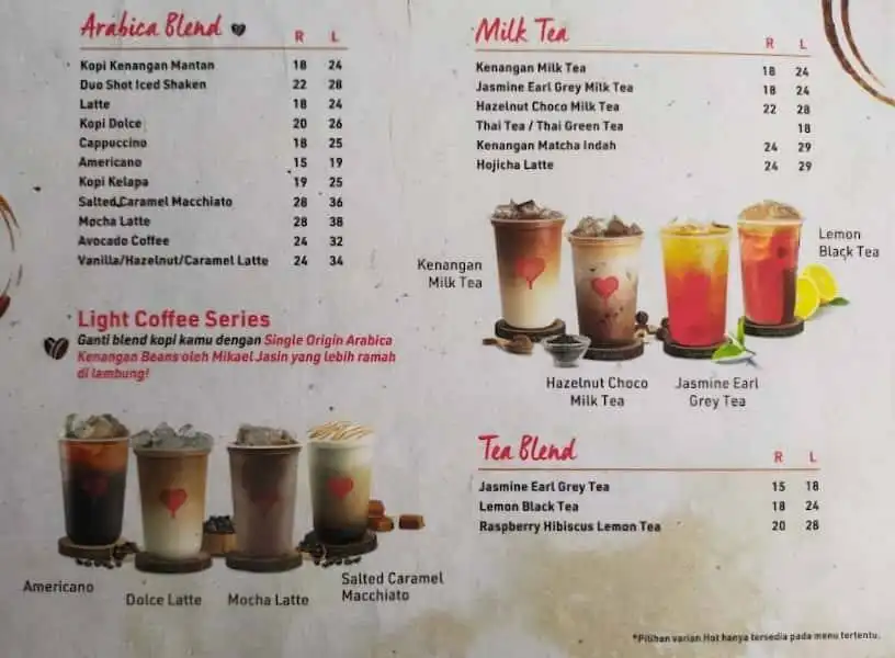 Menu on sale kopi kenangan