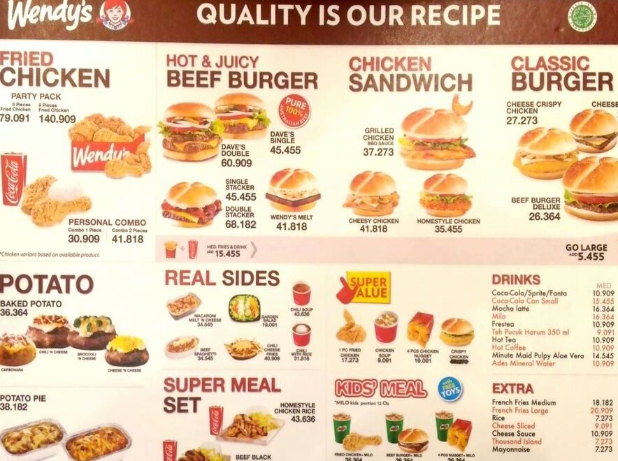 Menu Wendy's Lengkap dan Harganya 2024 Blibli Friends