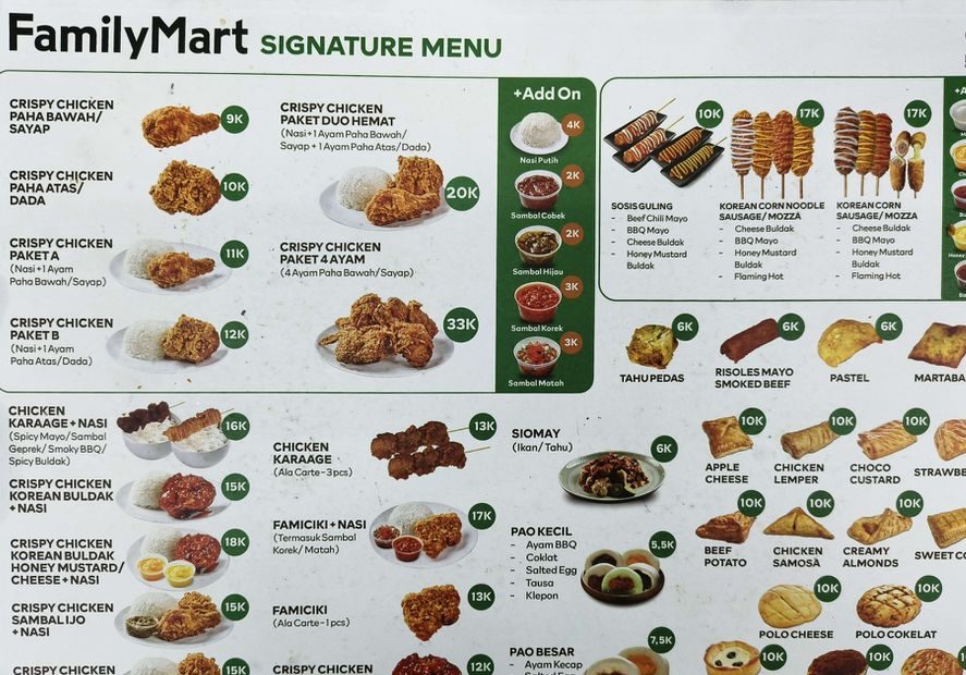 Menu FamilyMart