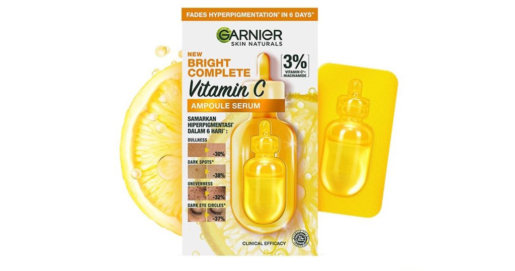 Garnier Bright Complete Vitamin C Ampoule Serum - rekomendasi vitamin c untuk wajah