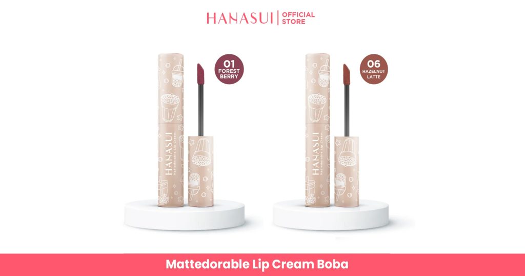Hanasui Mattedorable Lip Cream Boba - Review Rekomendasi Lipstick Hanasui
