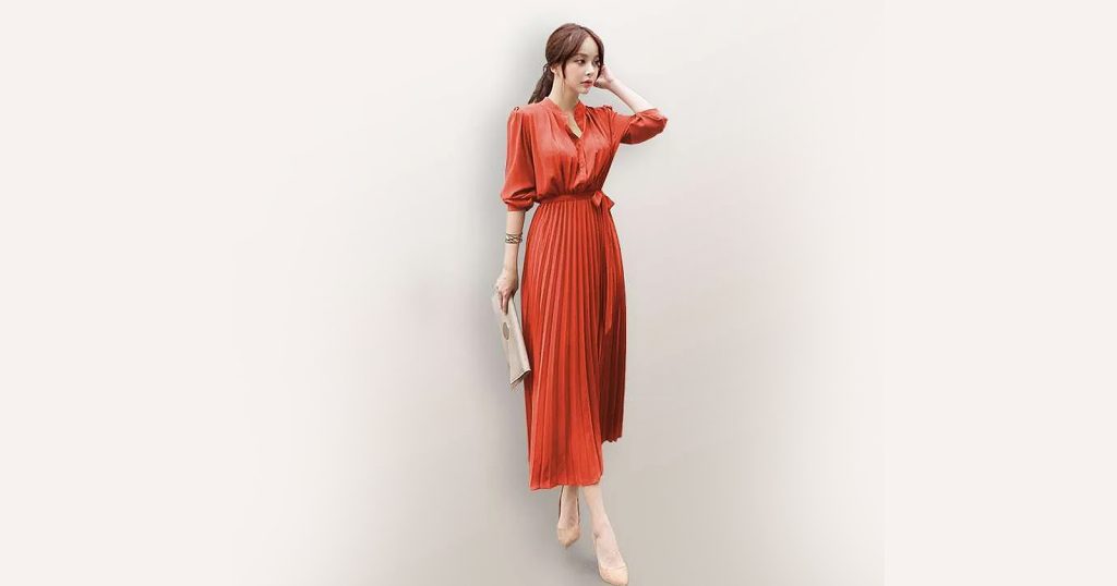 Long Dress Ploi Plisket Lengan Panjang Wanita Gaya Korea Model Terbaru - Jfashion Gracelina